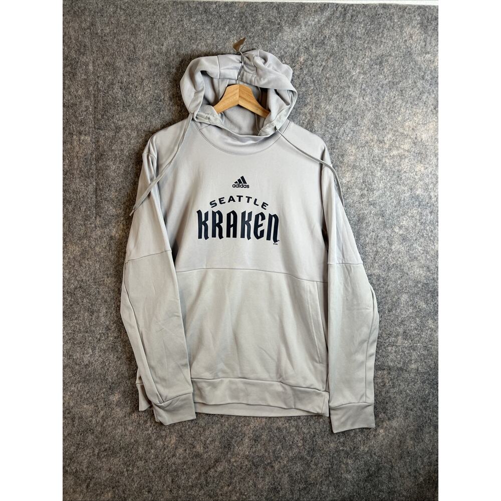 Adidas Seattle Kraken Gray Performance Pullover hoodie Sweater Mens Large